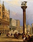A View Of St Mark's Column, And The Doge's Palace, Venice by Edward Pritchett